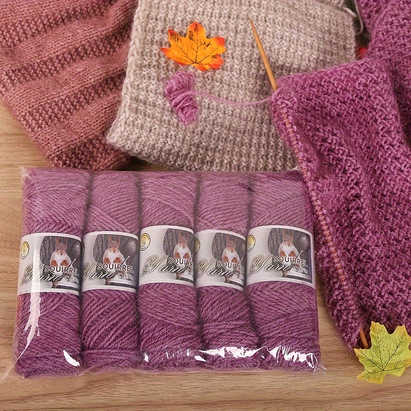 5pcs Wool Balls Squirrel Velvet Yarn Handwoven Diy Hat Scarf Thread Coat Stick Needle Thick Yarn Self-reset Gift Doll Sweater 375g