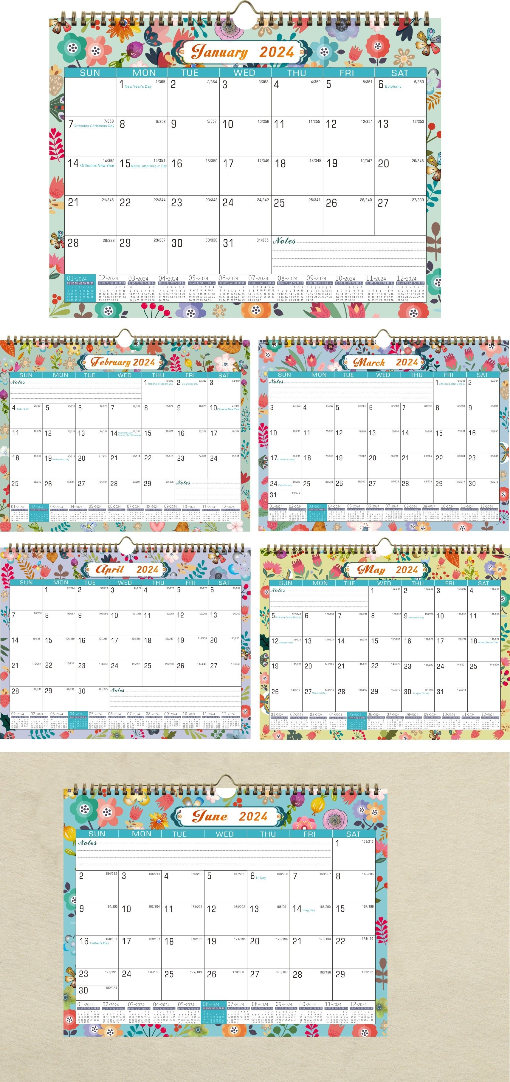 Calendar 2024 January June 2025 Double Metal Wire Binding + - Temu