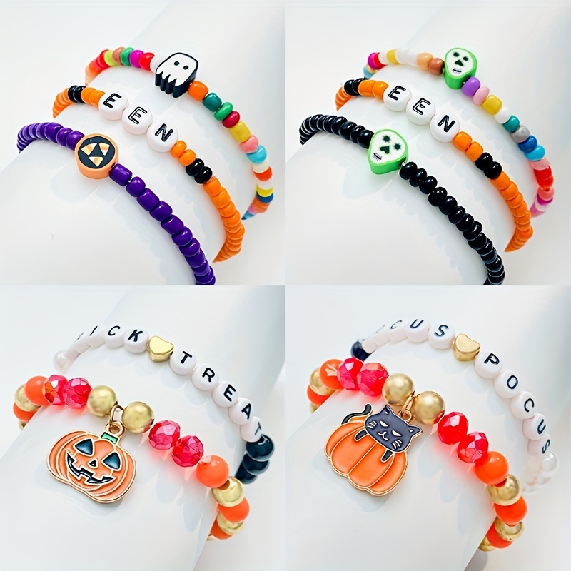 Unisex Halloween Bracelet English Letter Seed Beads Set - Temu