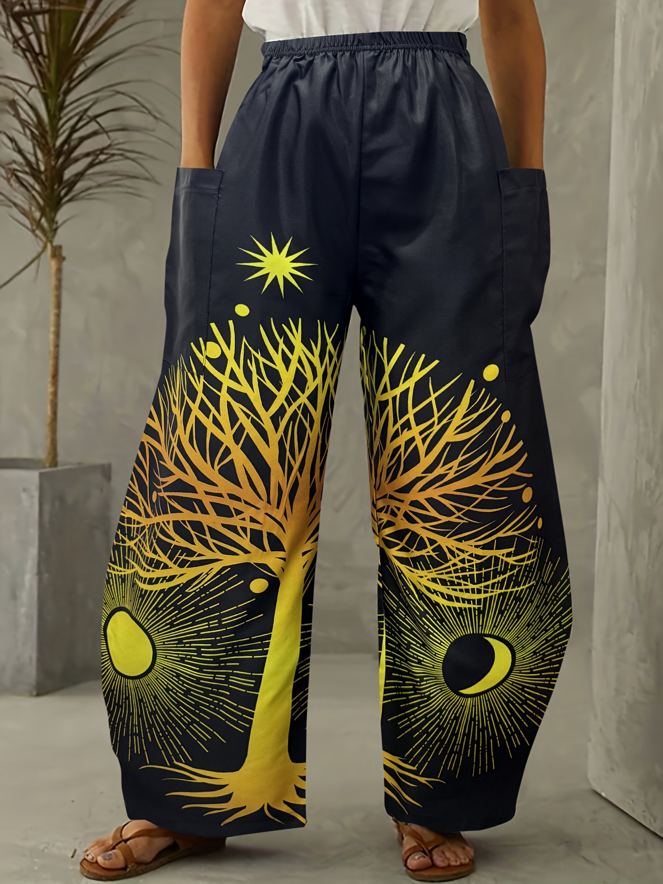 Patterns of Time . Ladies' Classic Fit Trousers and Shorts - Flat Front  with Medium Wide Legs with Side opening inseam Pocket by Laughing Moon,  Pants - All Eras