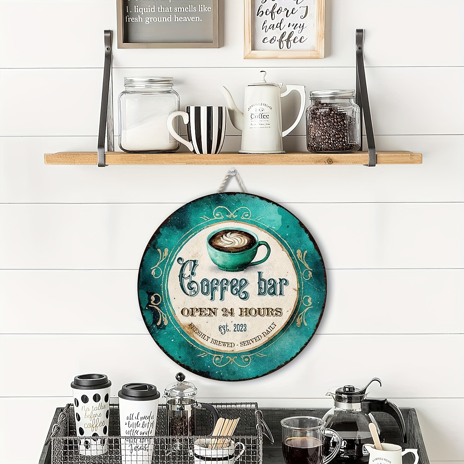 Coffee and Tea Bar Wood Sign | Coffee Bar Decor | Coffee | Tea | Wall Decor  | Home Decor | Wood Sign | Fresh Brewed Decor
