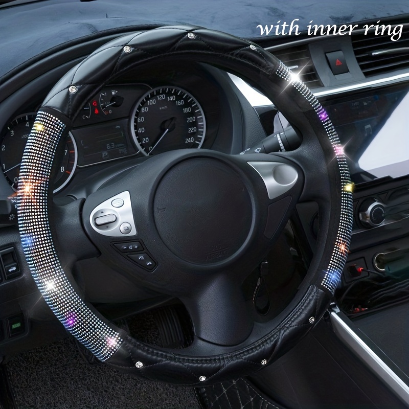 Universal PU Leather Diamond Car Steering Wheel Cover 15''/38cm Car  Accessories