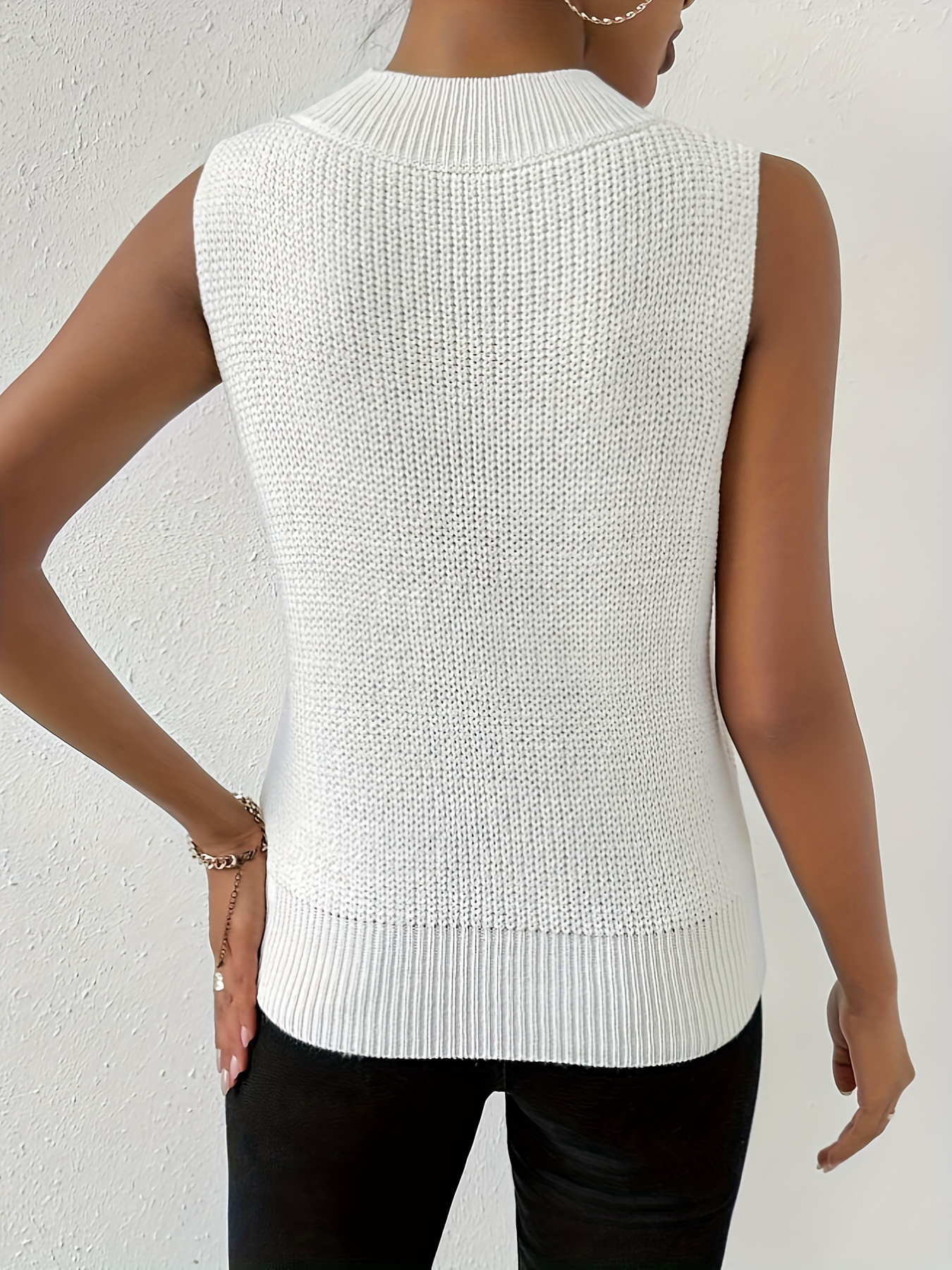 pointelle knit mock neck tank top casual sleeveless knit tank top womens clothing