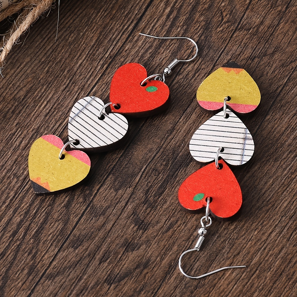 Women's Romantic Love Heart Tassel Earrings Wooden Double-Sided Valentine's Day Decorative Gifts for Girls,$1.59,826,free returns&free ship,Wood