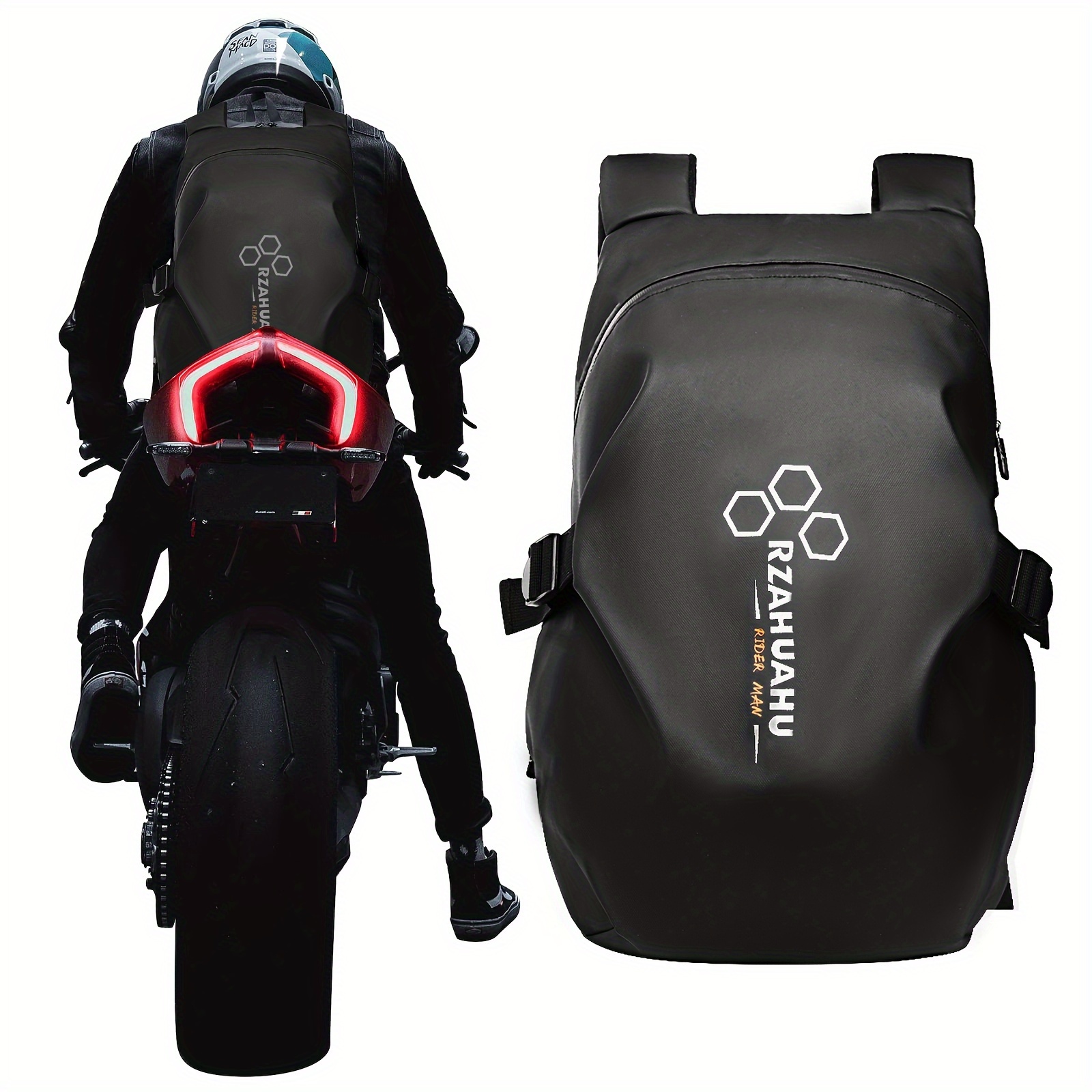mjmoto Mochilas de motocicleta para hombre, bolsas para casco, impermeable,  carcasa dura, 30-48L, almacenamiento expandible, bolsa de viaje, equipaje