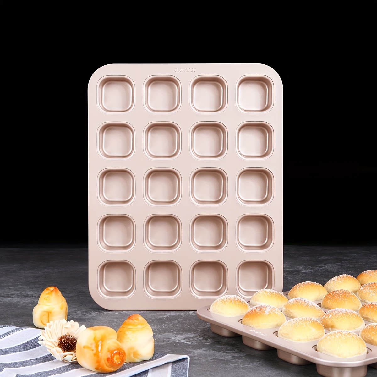 12-Cavity Square Shape Cake Mold Mini Fancy Brownie Cake Pan Silicone Mold  Baking Mould Cookie