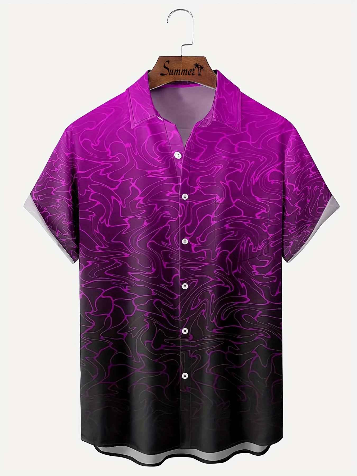 Plus Size Men's Hawaiian Shirts Beach Gradient Printed Short