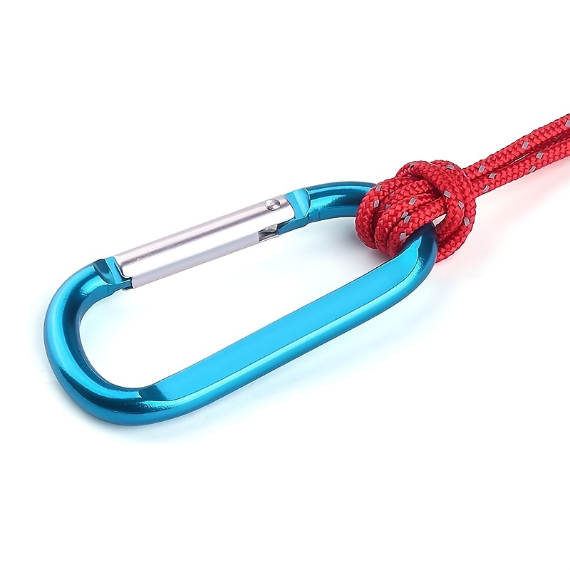Travel Camping Hiking Aluminum Clip Hook D-Ring Keychain Carabiner 5 Pcs  Teal