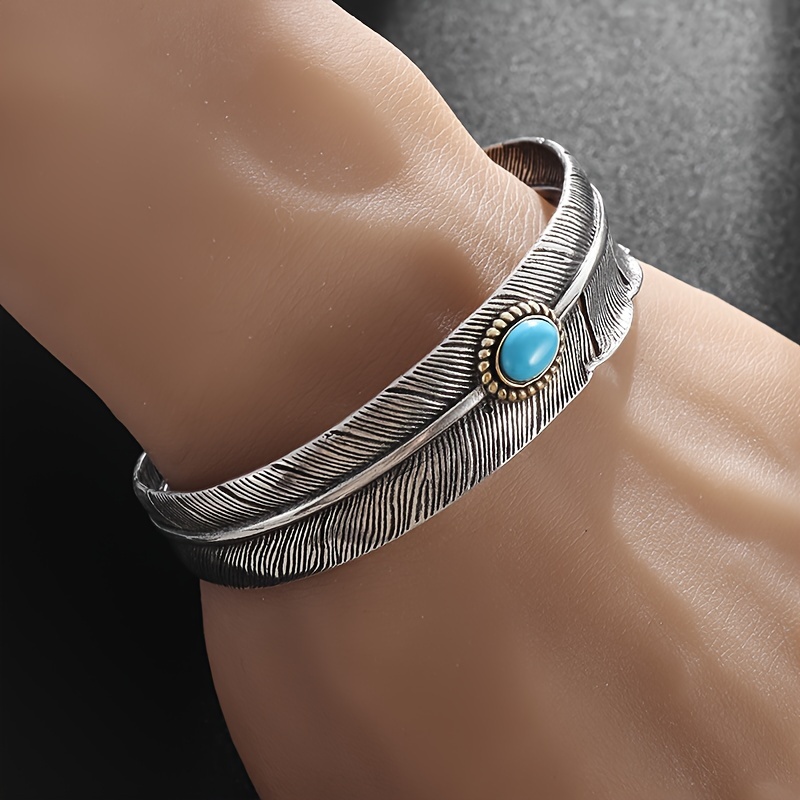 Mens silver and hot sale turquoise bracelet