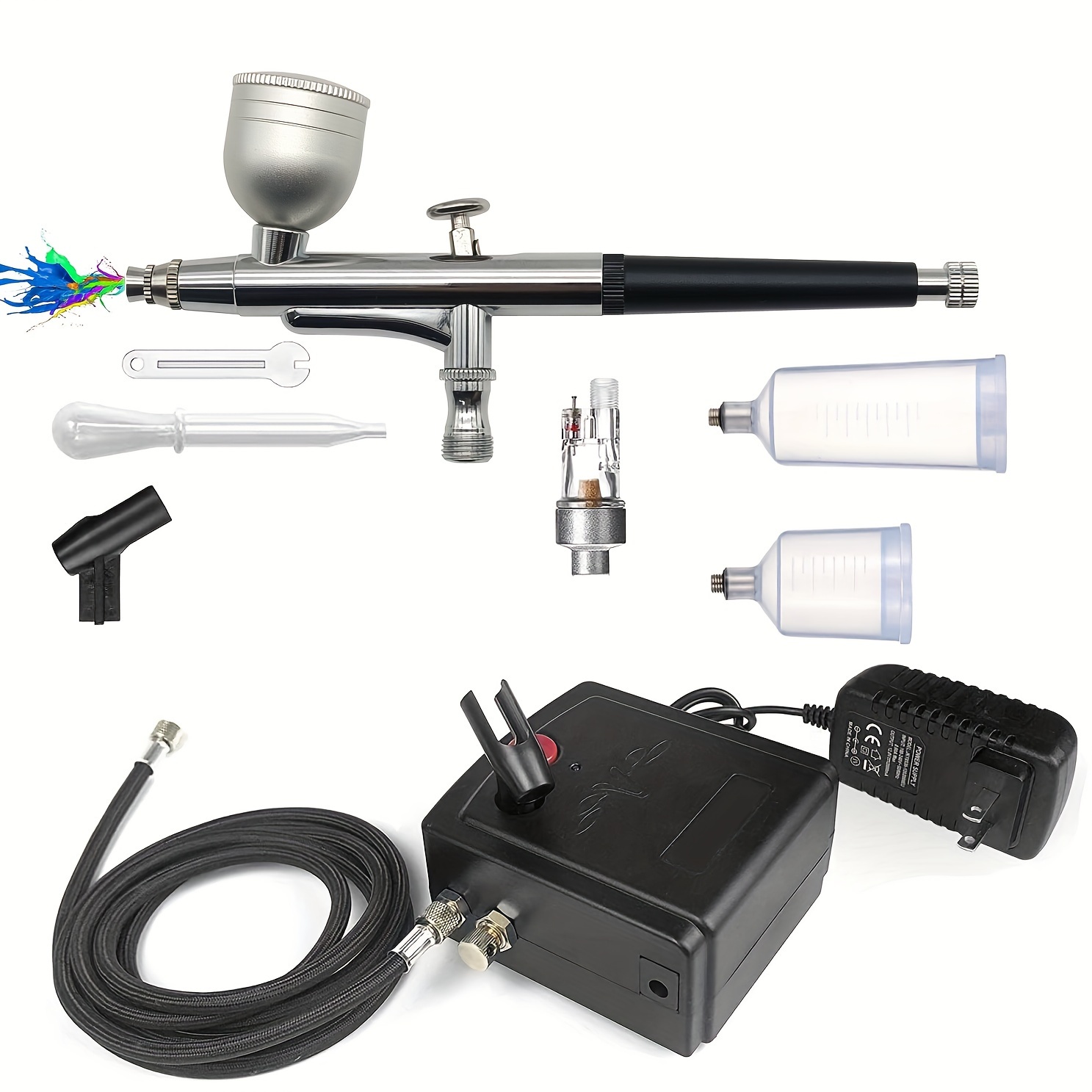 Airbrush Kit with Compressor, Air Brush Gun Rechargeable Portable High  Pressure Air Brushes with 0.3mm Nozzle and Cleaning Brush Set for Painting