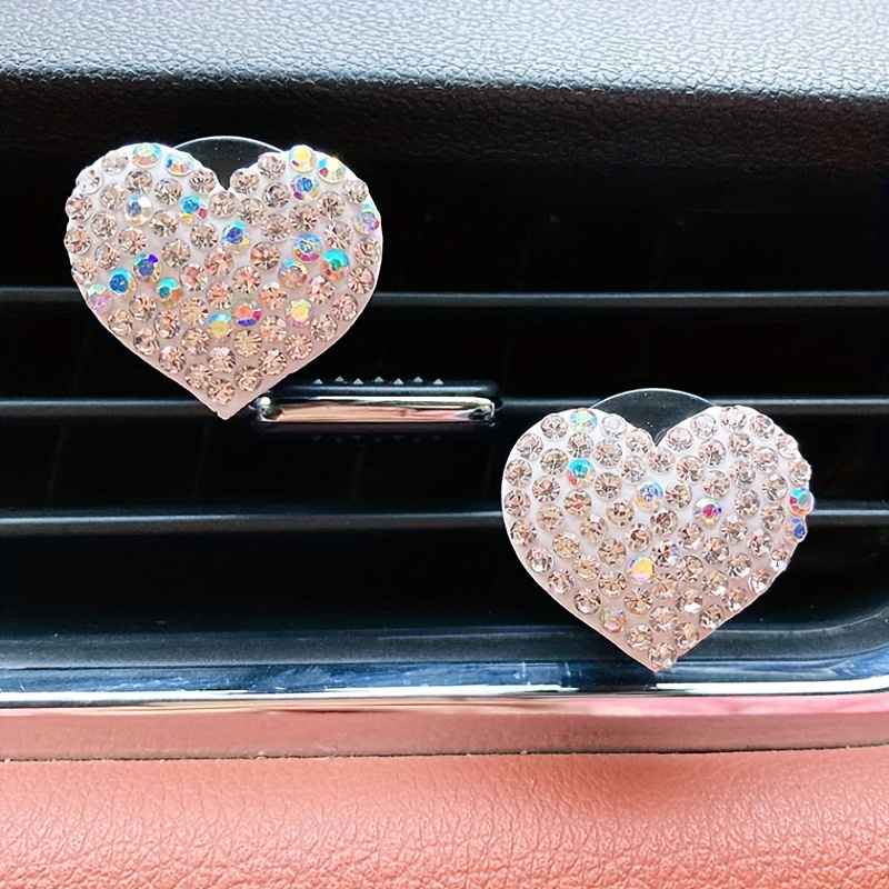 Bling Heart Air Vent Clips, 4Pcs Heart Car Air Fresheners Vent  Clips,Diamond Rhinestone Car Vent Clips Dashboard Decorations, Crystal Vent  Clips Decor