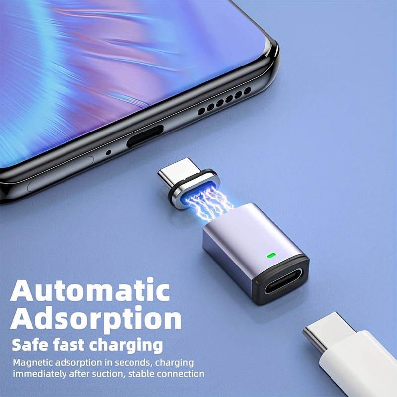 

Usb C Magnetic Adapter 11 Pin Type-c Connector Support Pd 100w Fast Charging 480mbps Data Transfer Compatible For Macbook Pro Samsung Xiaomi Laptop More Type C Devices (straight Head)