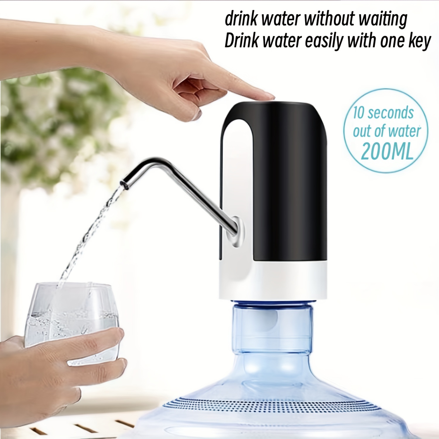 Water Bottle Pump, Electric Drinking Water Pump Water Cooler Bottle Pump, 5  Gallon Water jug Dispenser Battery with Switch, Portable Wireless Mini