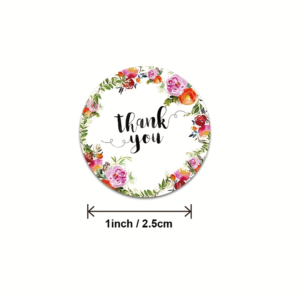 500pcs/roll Round Floral Thank You Stickers Envelope Seal Sticker