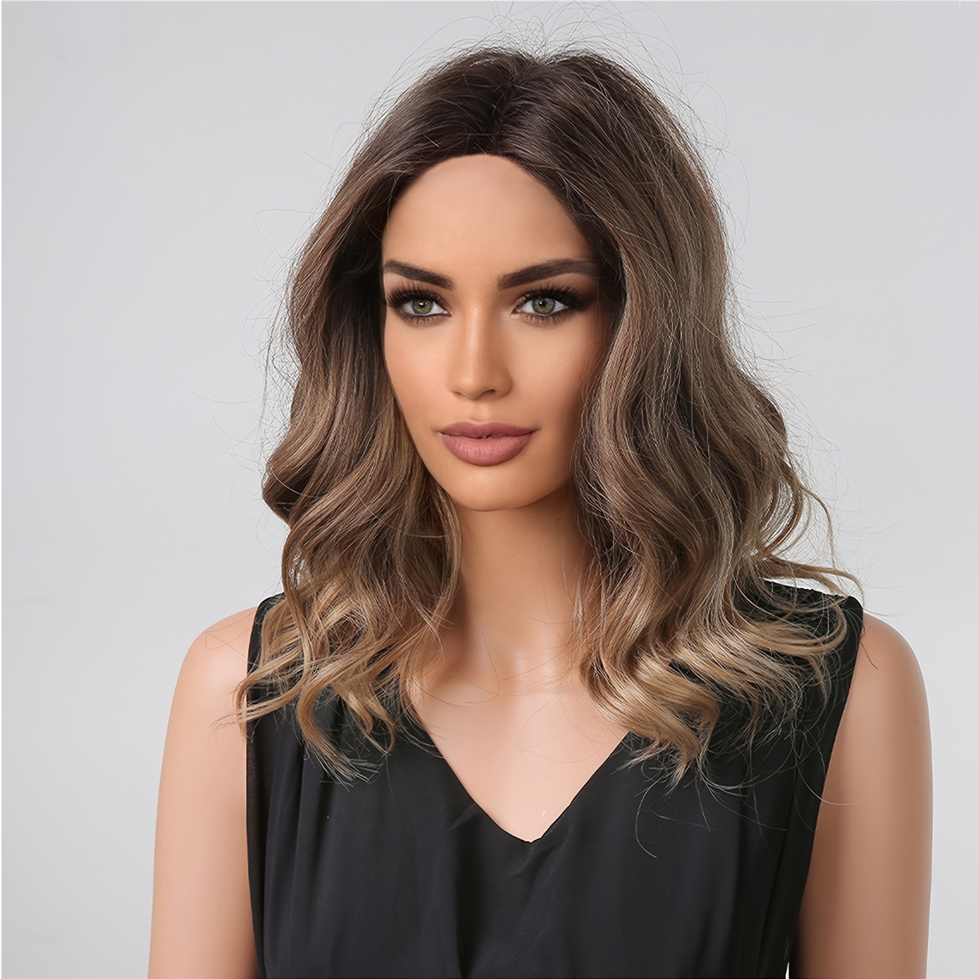 Butterfly Haircut Ombre Brown Wavy Hair Wigs Women Middle - Temu Austria