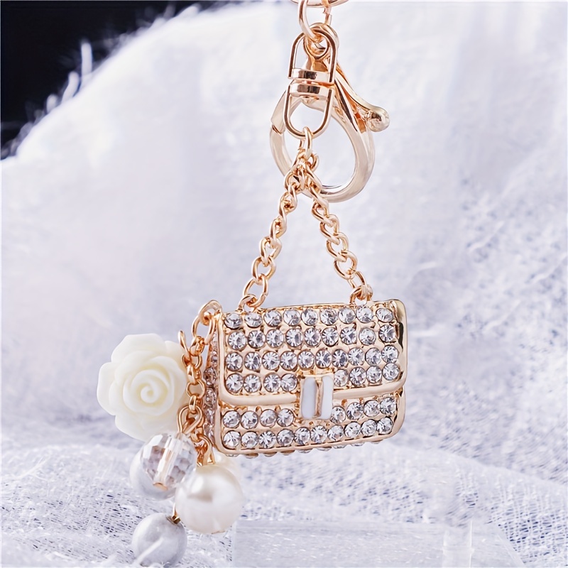 1pc Mignon Brillant Cristal Perles Porte-clés De Voiture - Accessoires De  Sac À Main Ou De Sac À Main De Mode - Temu France