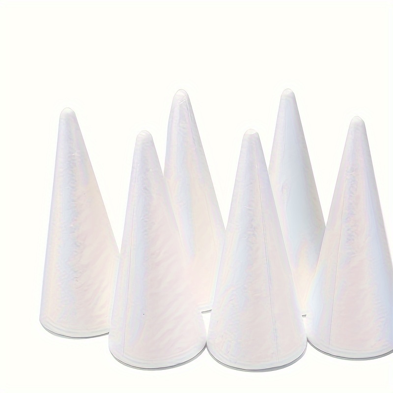Amosfun 2pcs White Foam Cones Arts and Crafts Cone Shaped Foams Craft  Projects Christmas Tree Table