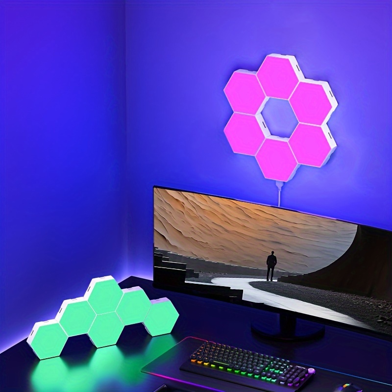Lampe de bureau style gamer à bandes lumineuses LED et capteur de rythme 