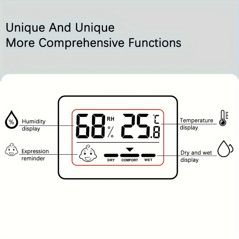 Digital Indoor Hygrometer Thermometer, Humidity Meter For Home, Bed Room,  Indoor Outdoor Thermometer For Greenhouse, Guitar, Cellar, Humidor,  Basement, Pet Reptile, Incubator Office - Temu