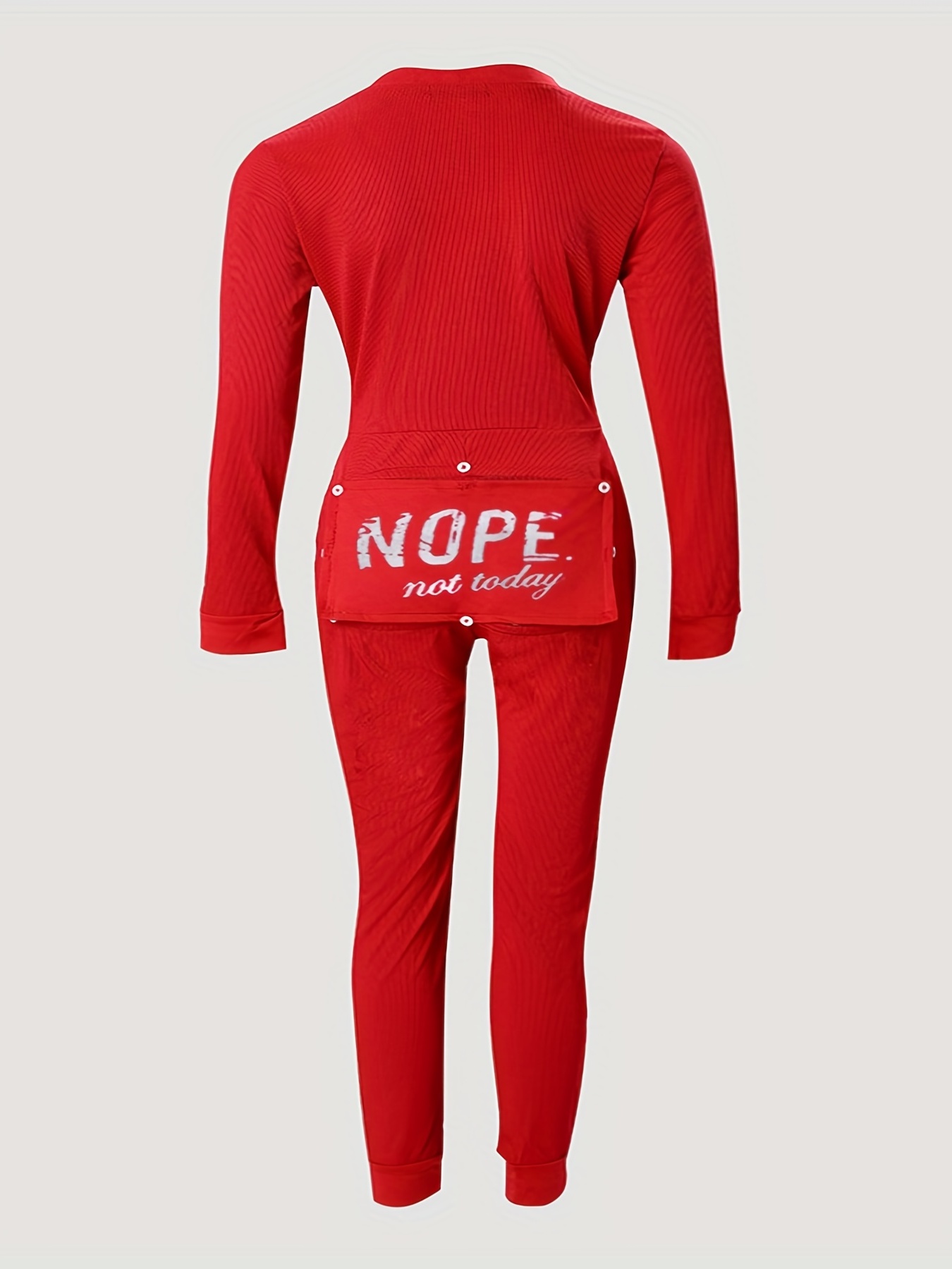 Red Long Johns Pajamas with Funny Rear Flap No Entry Sleeper