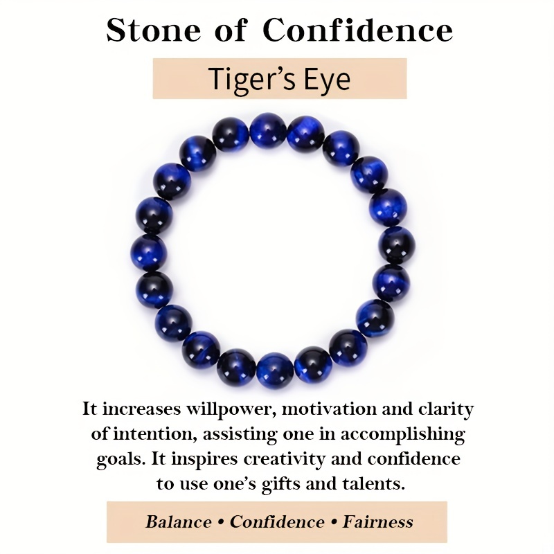 Lapis Lazuli Tiger Eye Beaded Bracelet Men's Natural Stone - Temu Canada