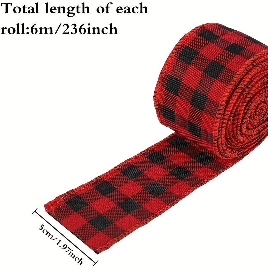 Red Plaid Ribbon Red And Black Buffalo Plaid Ribbon Wired - Temu