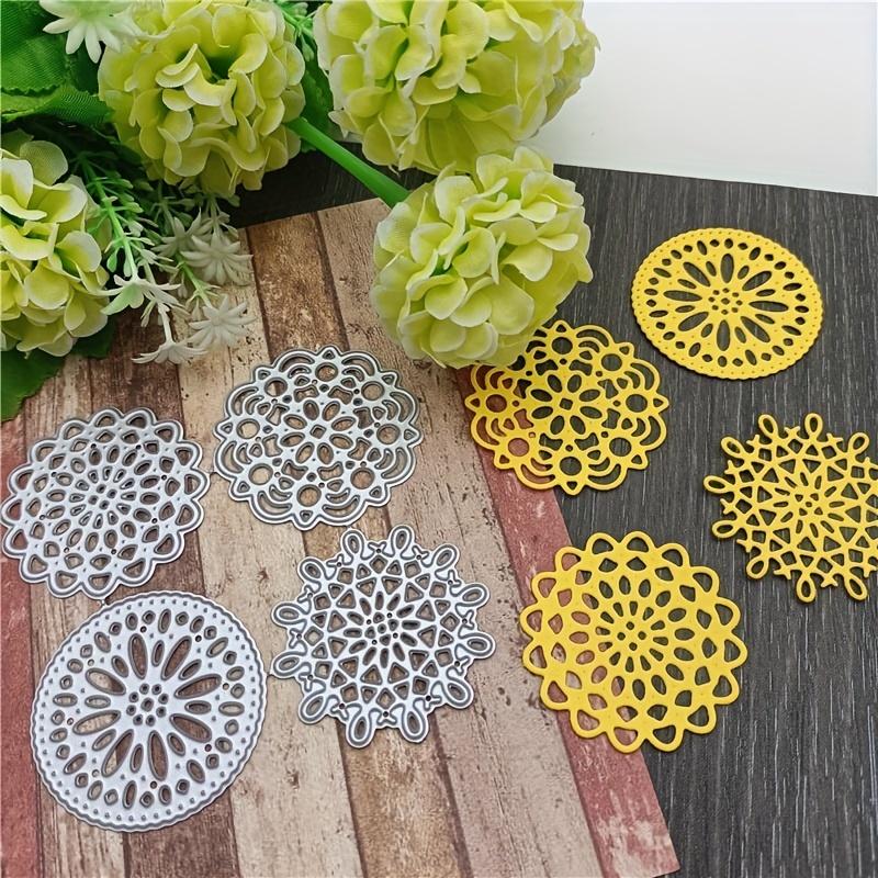 

Lot de 4 pièces de matrices de découpe en métal à dentelle de ronde pour scrapbooking et décoration d'album