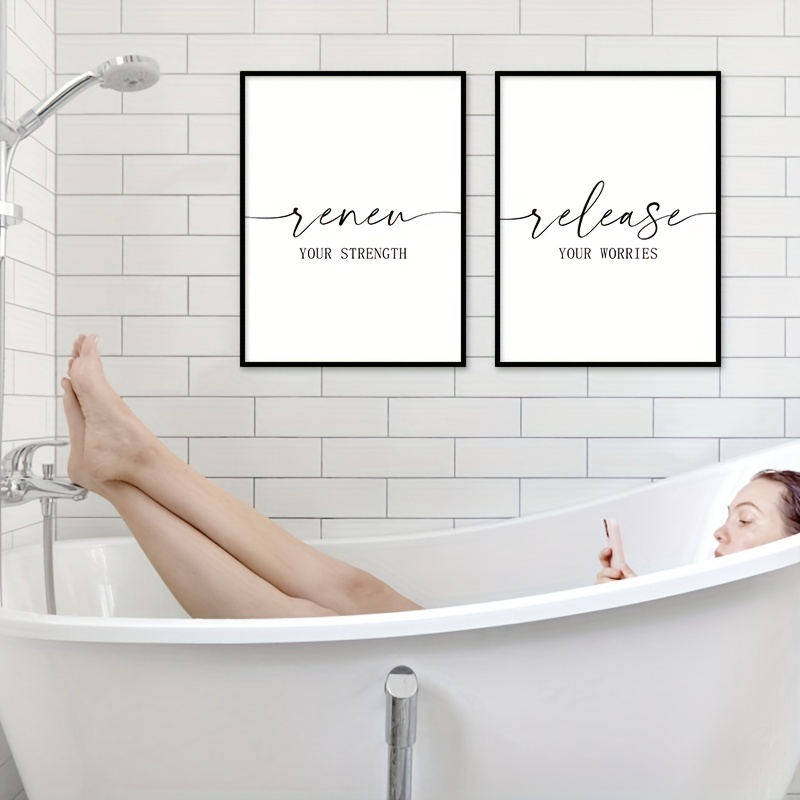 Black And White Bathroom Decor Poster Daily Necessities - Temu