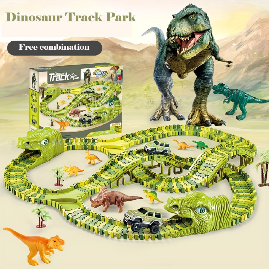 Juguetes de pista de dinosaurios para niños de 3, 4, 5, 6 y 7 años, los  mejores regalos de cumpleaños de Navidad para niños, crea un juego de autos