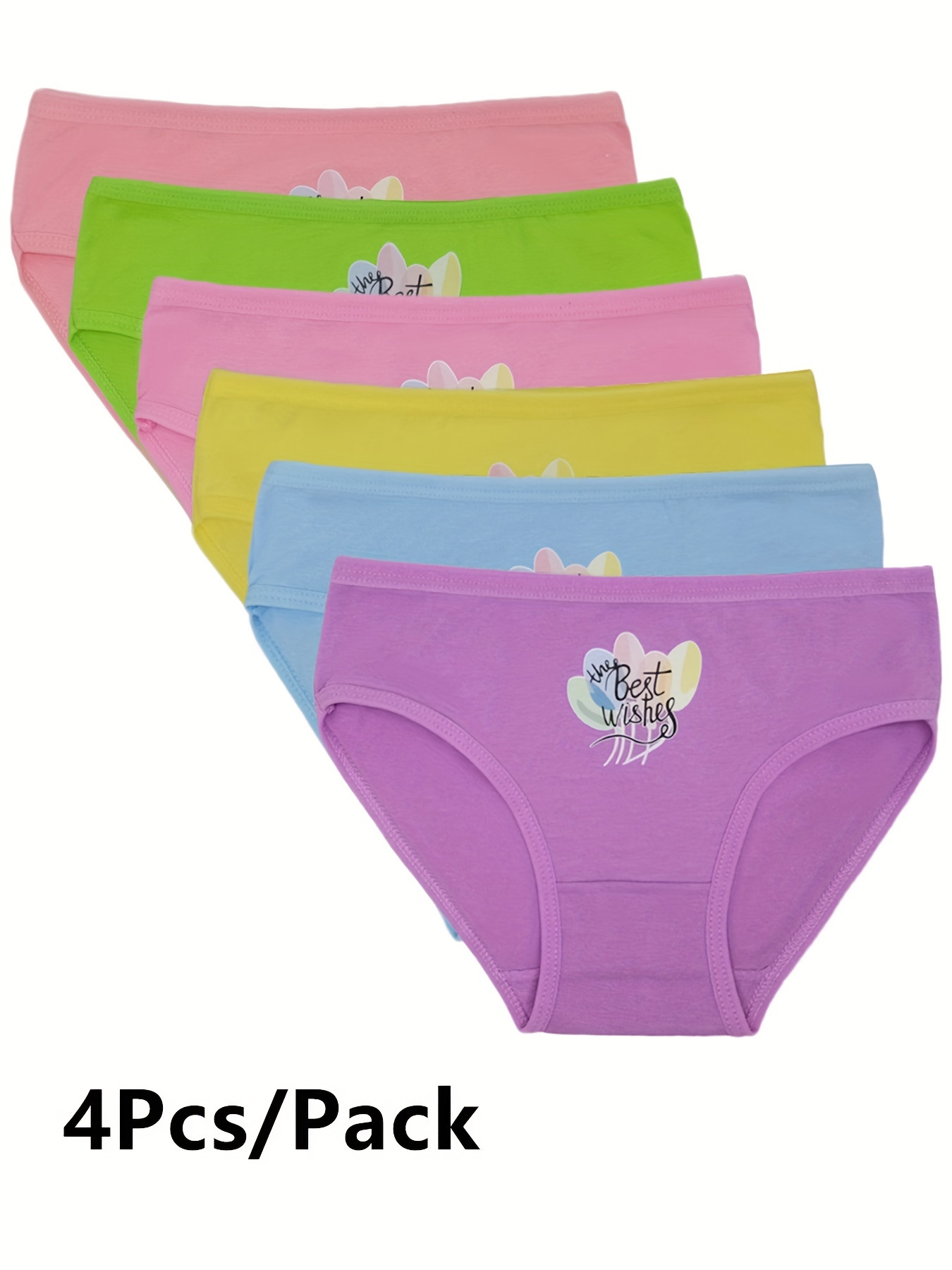 4pcs/set Kid's Cotton Comfy Panties, Girl's Cute Little Girl Cartoon  Princess Underwear Briefs