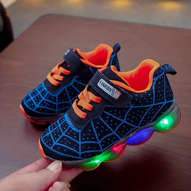 Zapatillas Deportiva Con Luces Spiderman Niño Azules