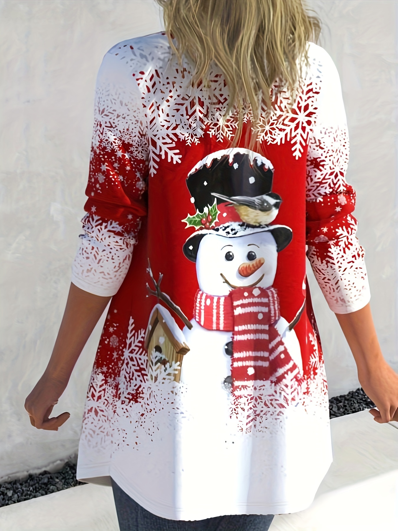 Plus Size Christmas Cardigan Women's Plus Snowman Snowflake - Temu