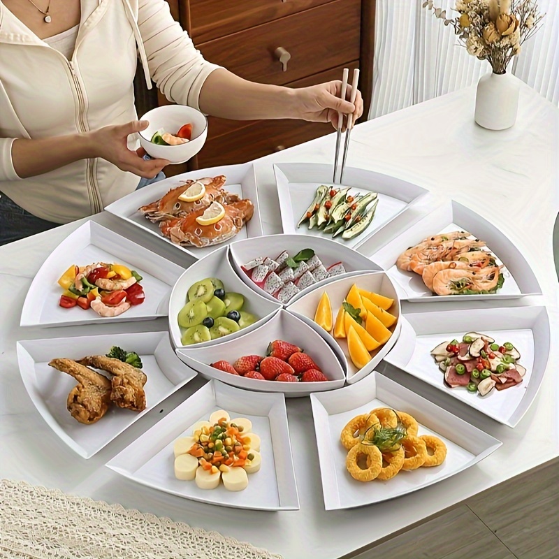 Divided Serving Tray With Lid Removable Divided Platter Food - Temu