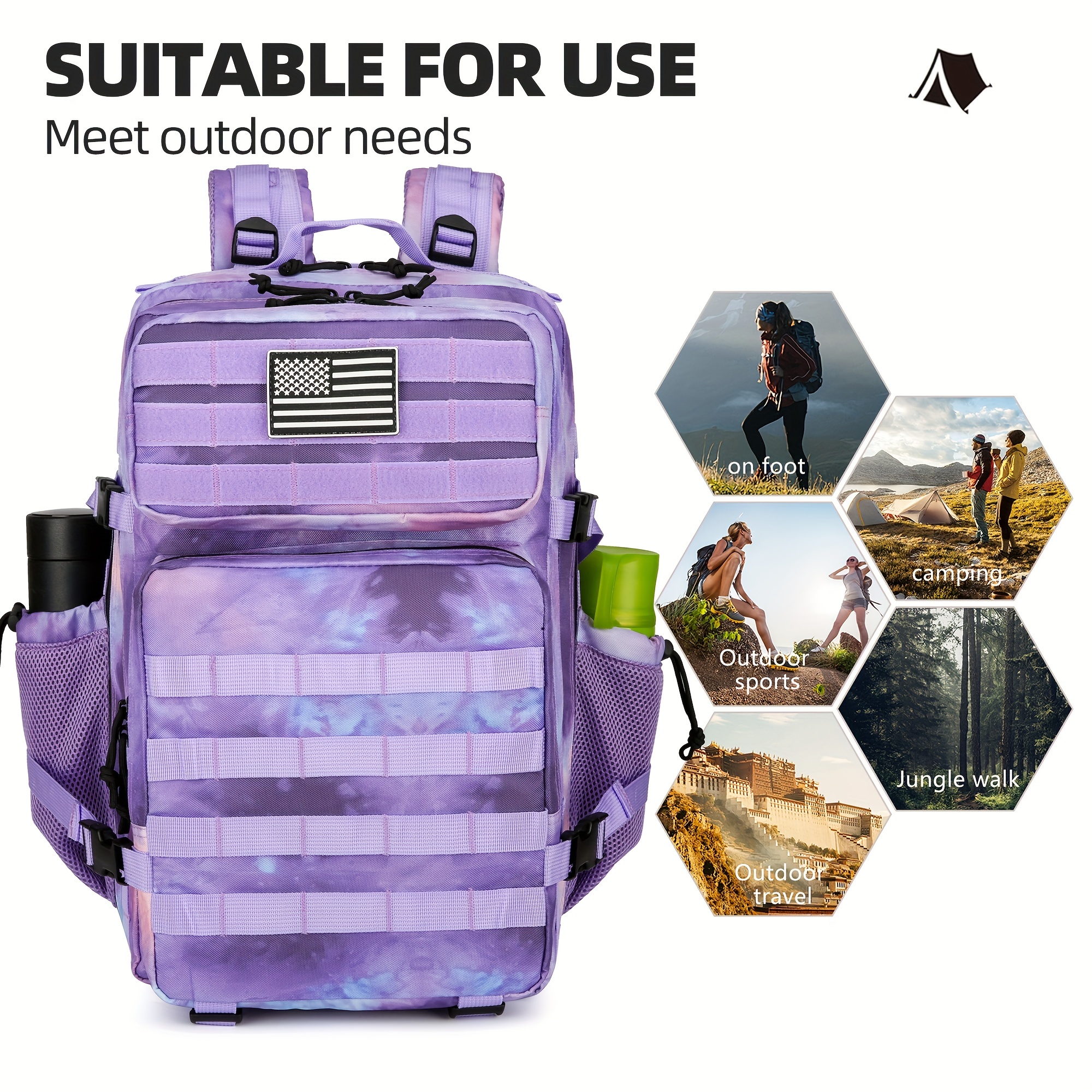 Bseash Mochila de senderismo de 50 L, resistente al agua, ligera, para  deportes al aire libre, bolsa de viaje para camping, escalada, turismo,  Morado