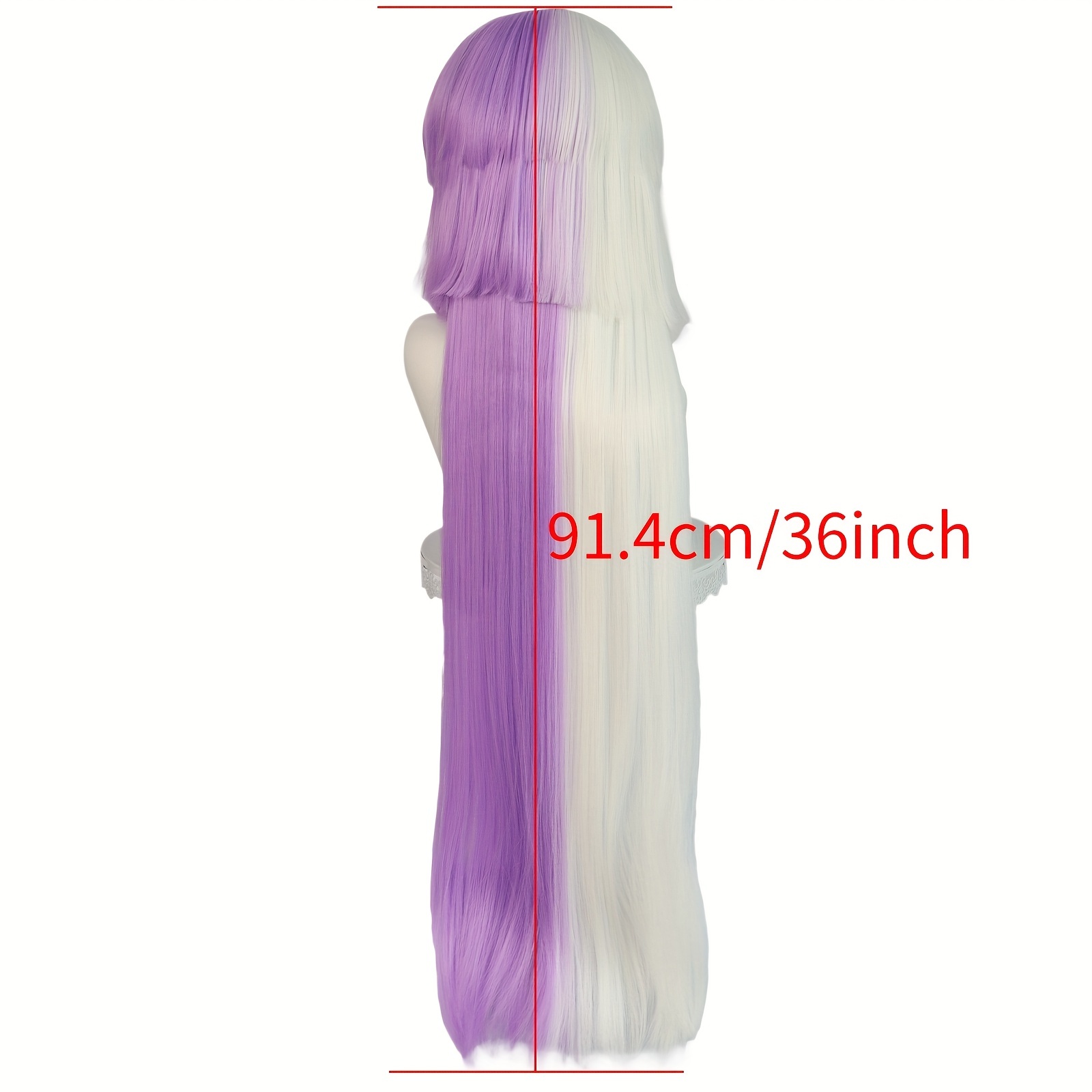 Cosplay Wigs Half Light Purple Half White Layered Straight Temu