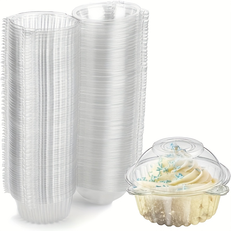 Porta cupcake individuale, Cupcake singolo a cupola di plastica  trasparente, scatole di custodie per contenitori per muffin, tazze (50  pezzi)