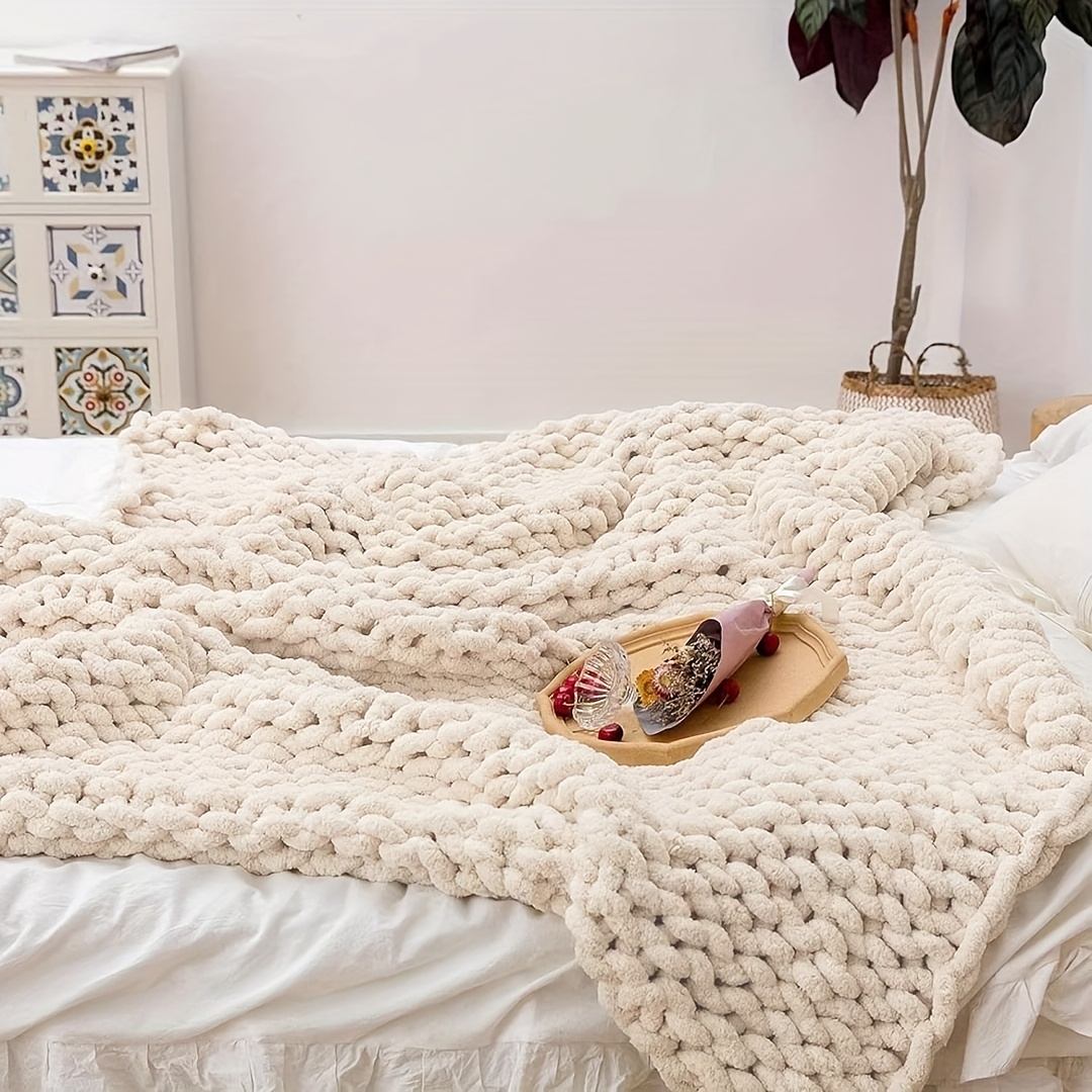 HXSM Chunky Knitted Blanket Thick Cable Knit Blanket Giant Yarn Knitted  Throw Blanket Large Knitted Weighted Blanket Soft Braided Blanket Couch,  Bed