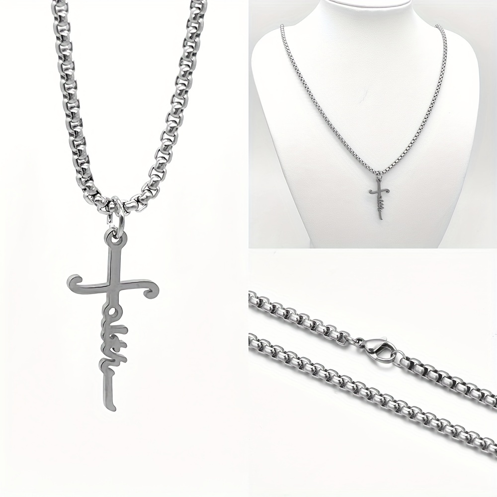 Waterproof Silver Cross Necklace for Men