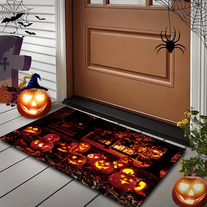 Halloween Night Pumpkins Spiders Door Mat Non slip Washable - Temu