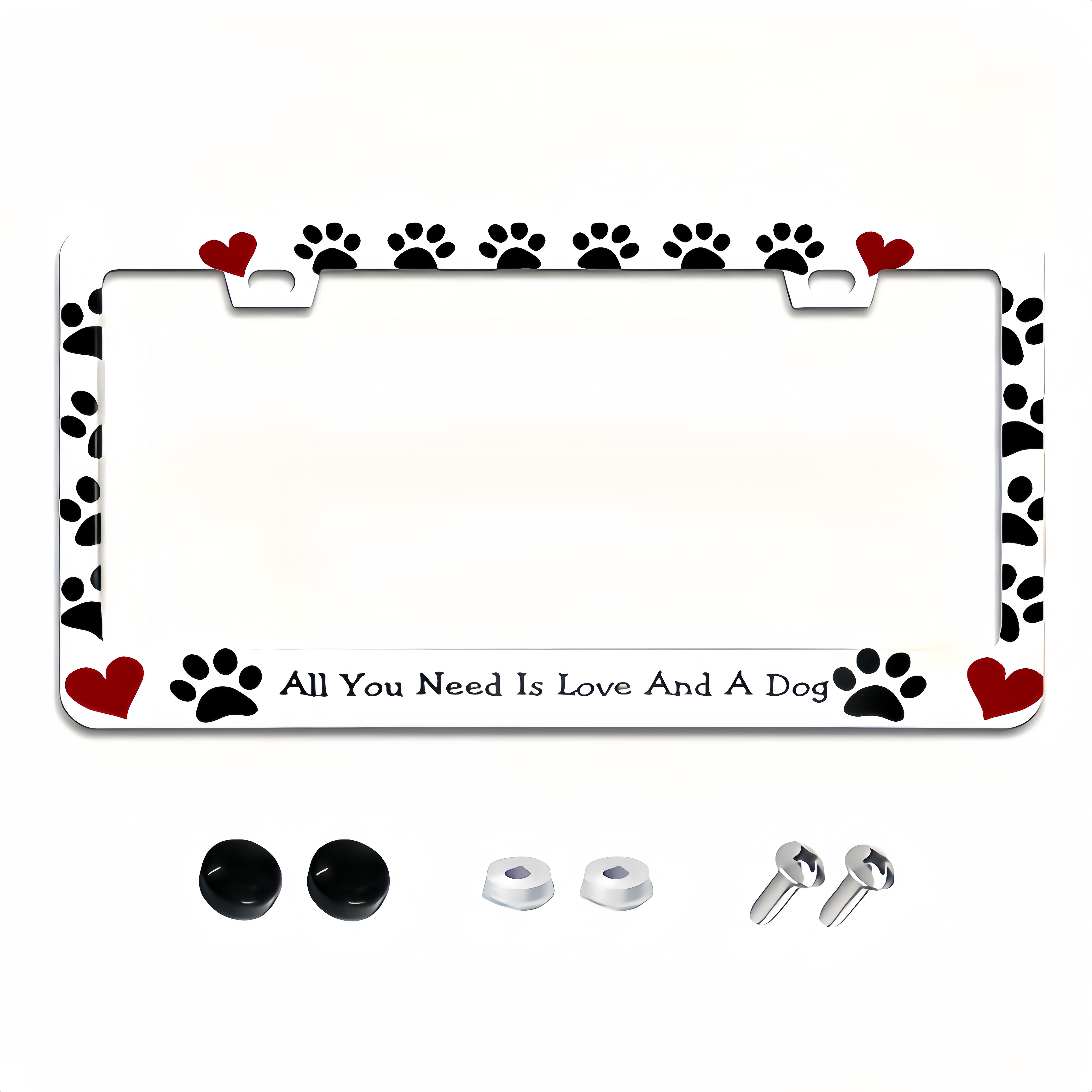 

1pc Paw Pet Footprint Pattern Love Pattern Cute Car License Plate Frame