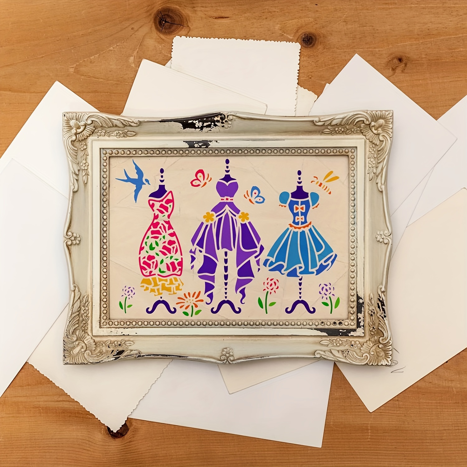 dress stencil designs Dress Form Reusable Stencil (Many Sizes)
