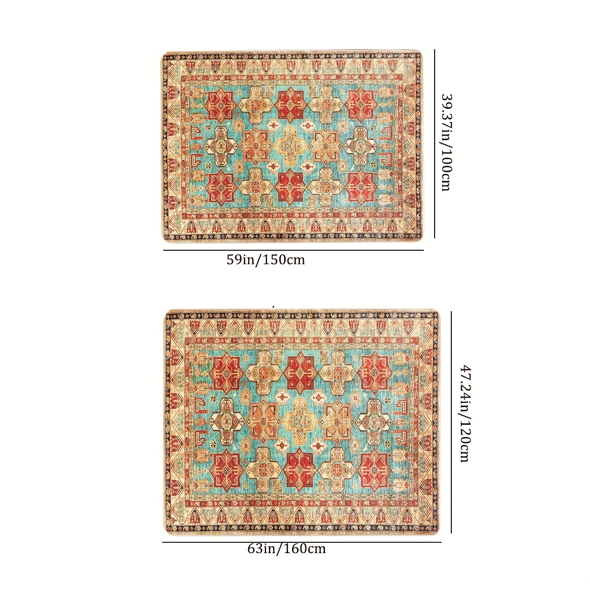 Debao Boho Area Rug - 3x5 Washable Aqua Living Room Entry Rugs for Inside  House, Soft Non Slip Coffee Table, Indoor Carpet for Entrance Bathroom Dorm  Laundry Room