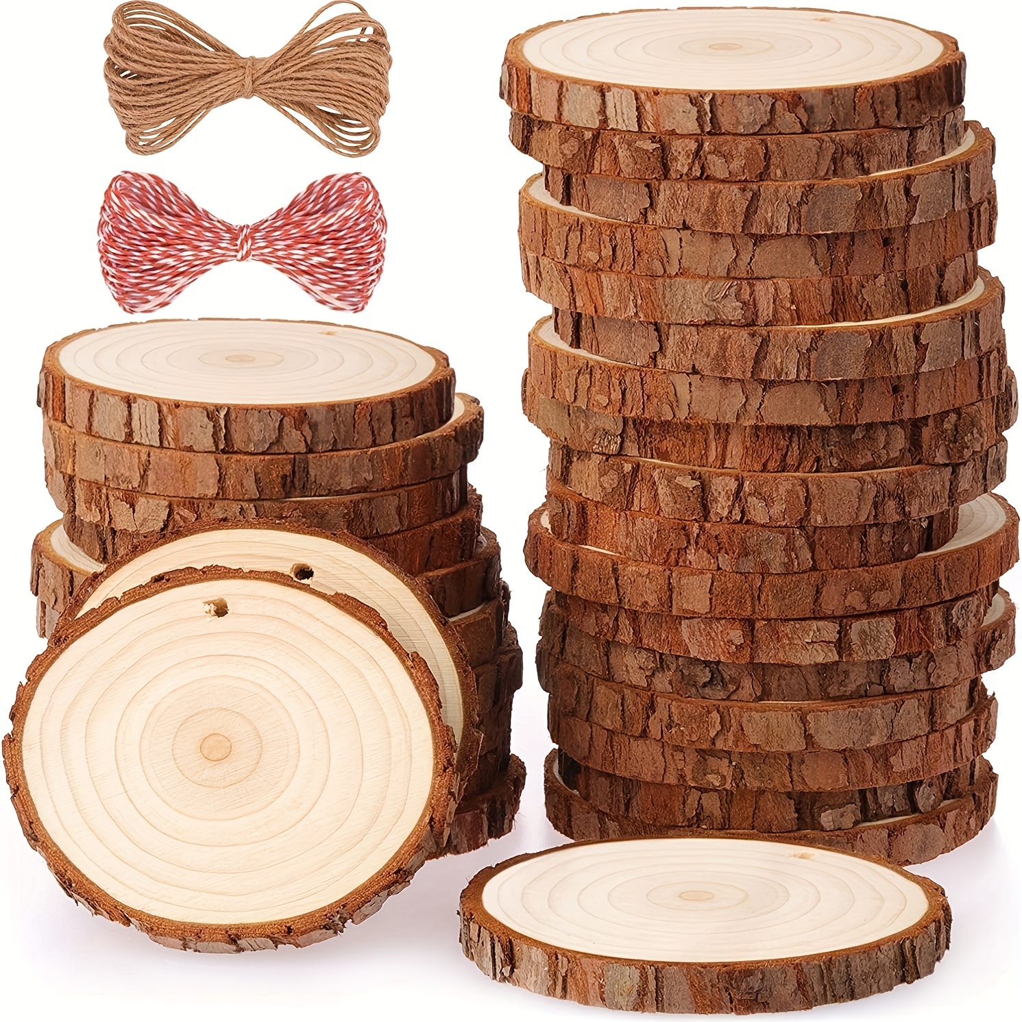 Natural Wood With Tree Bark Craft Wood Kit Circles - Temu