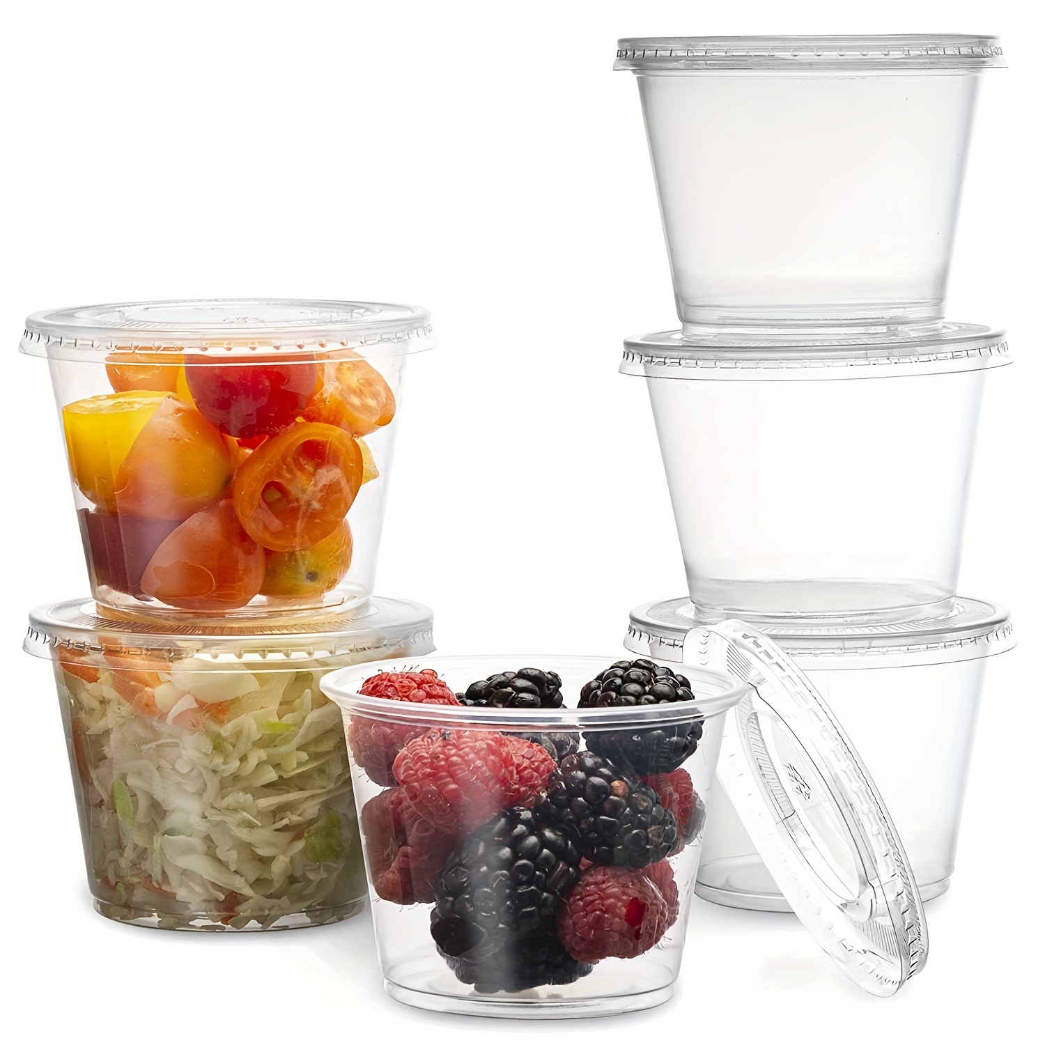 50pcs Jelly Cups, Small Plastic Containers with Lids, Salad