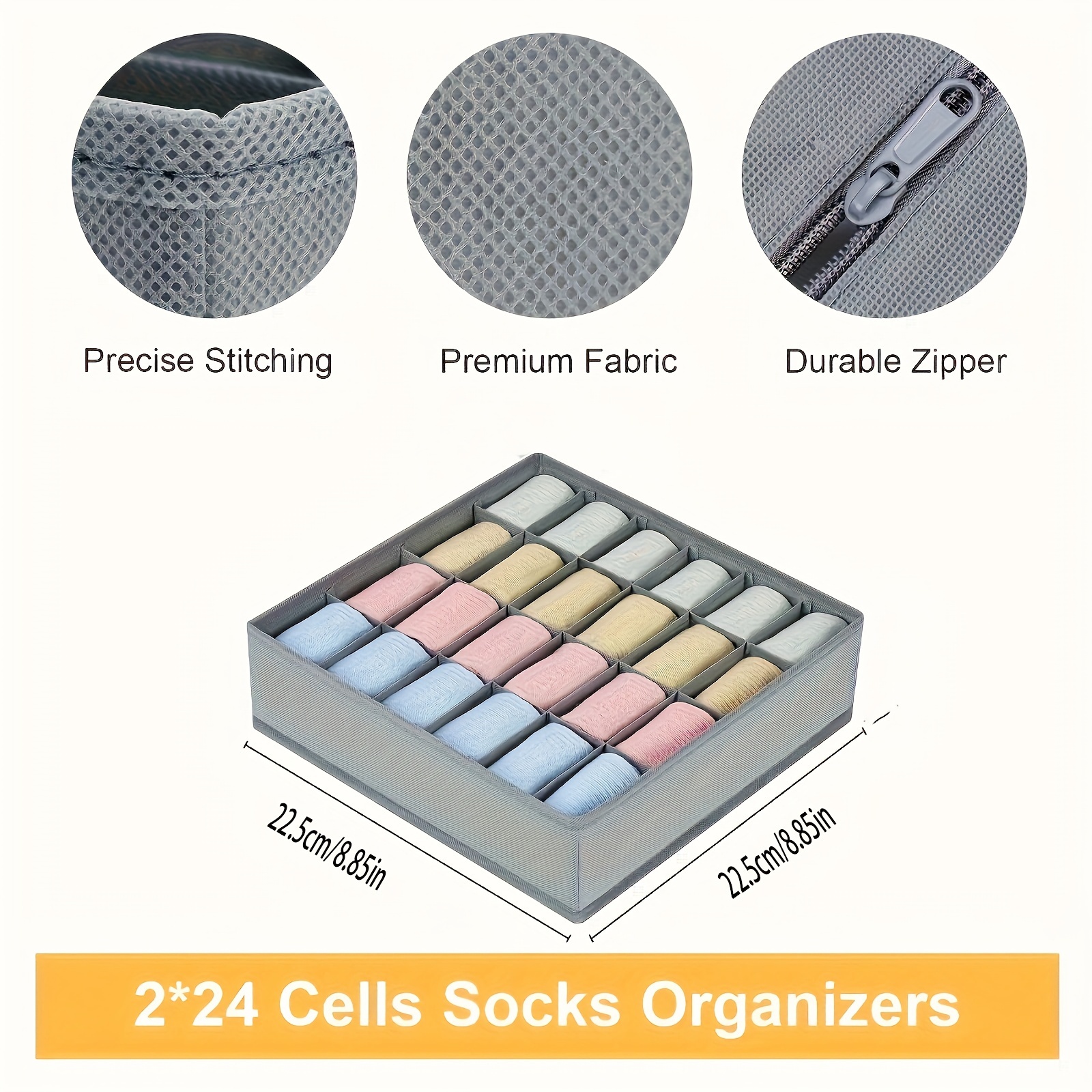 24 Grid Underwear Socks Storage Organizer with Lids Foldable