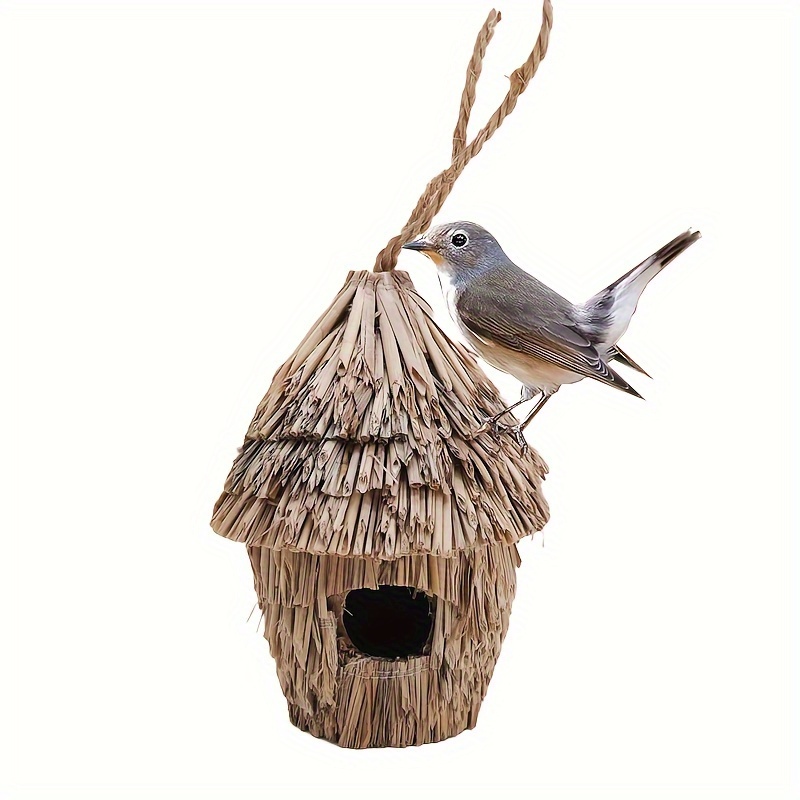 Hand Woven Wood Hummingbird Houses Nest Grass Bird Hut - Temu