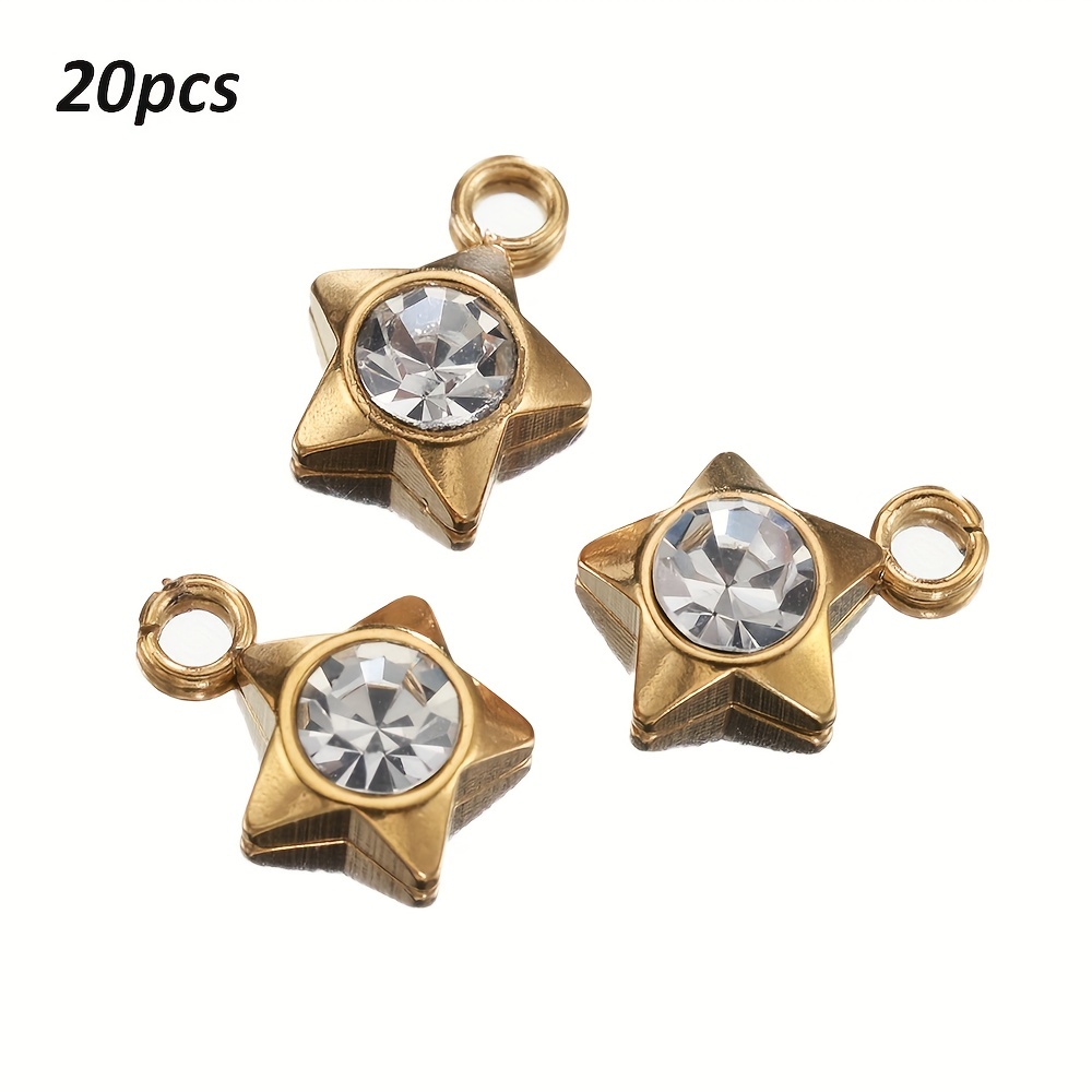 2 Colors Stainless Steel Inlaid Rhinestone Love Heart/ Star - Temu