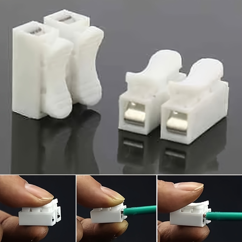 Conectores eléctricos de plástico blanco, abrazaderas de bloques