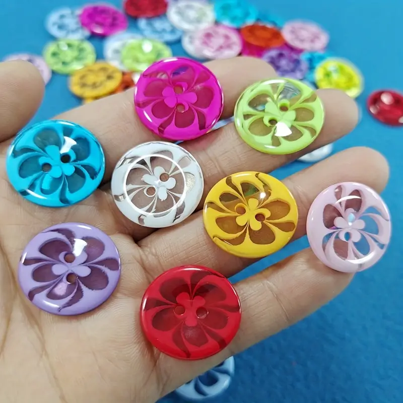 Mixed Colors Resin Big Buttons Round Two Eyes Candy Colored - Temu