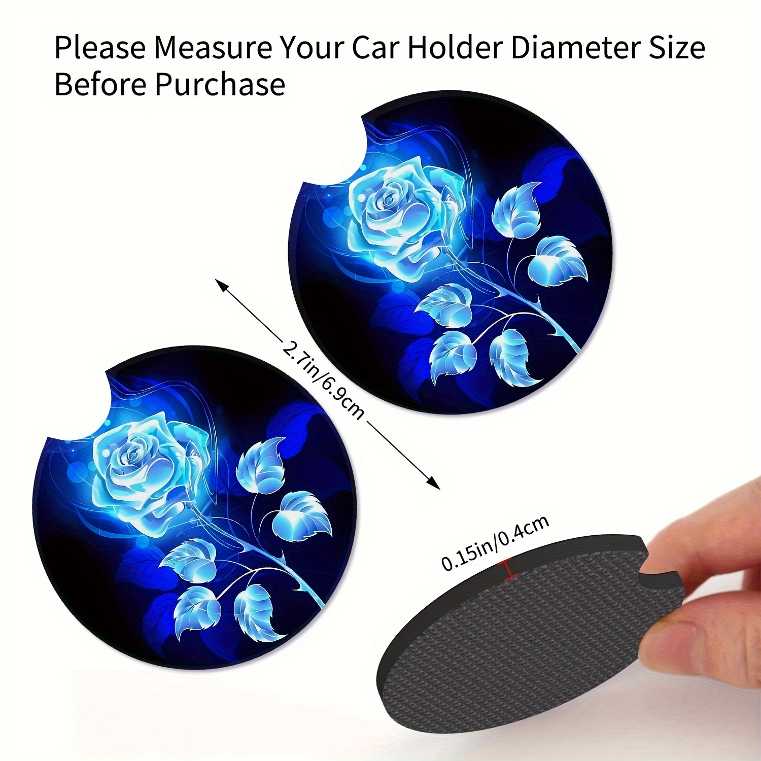 Blue Rose Absorbent Drink Car Coaster Men Women Car Coaster Temu